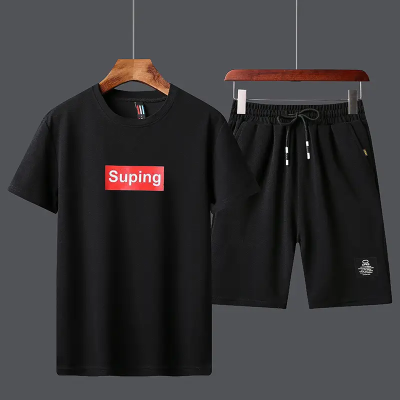 Men Unfalling Graphic Shorts Set White Black Casual Quick Dry - Image 23