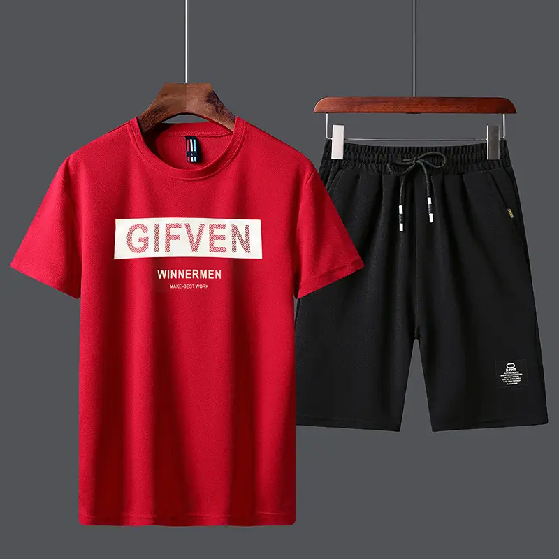 Men Unfalling Graphic Shorts Set White Black Casual Quick Dry - Image 24