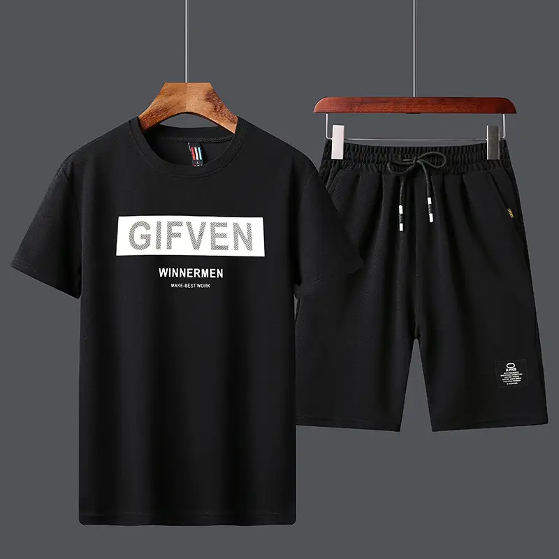 Men Unfalling Graphic Shorts Set White Black Casual Quick Dry - Image 30