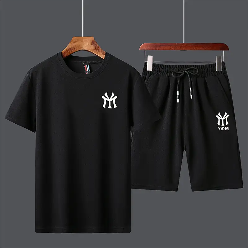 Men Unfalling Graphic Shorts Set White Black Casual Quick Dry - Image 32