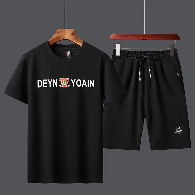 Men Unfalling Graphic Shorts Set White Black Casual Quick Dry - Image 7