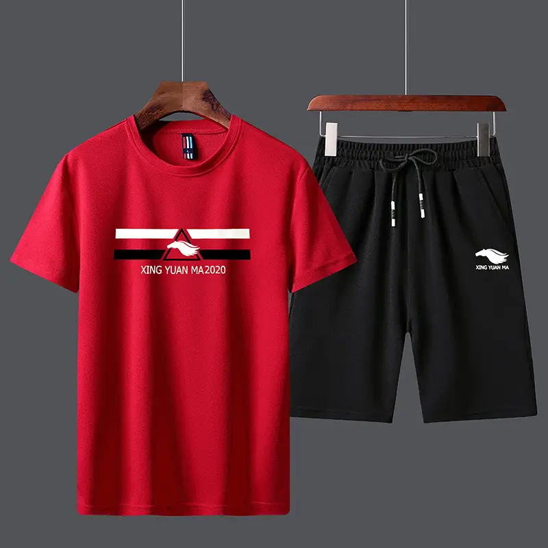 Men Unfalling Graphic Shorts Set White Black Casual Quick Dry - Image 9