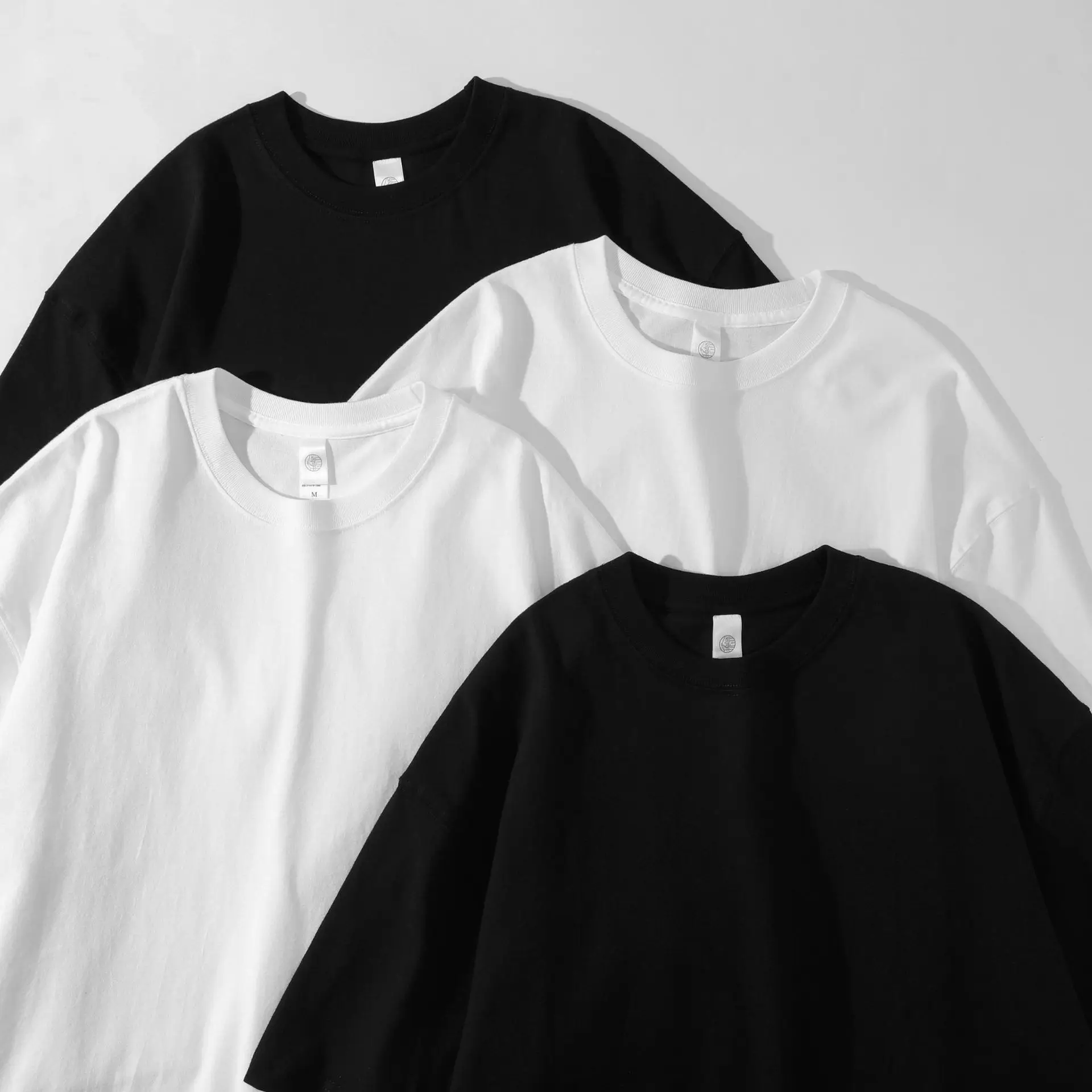 Men Women Oversized Cotton T-Shirt Black White Loose Solid - Image 3