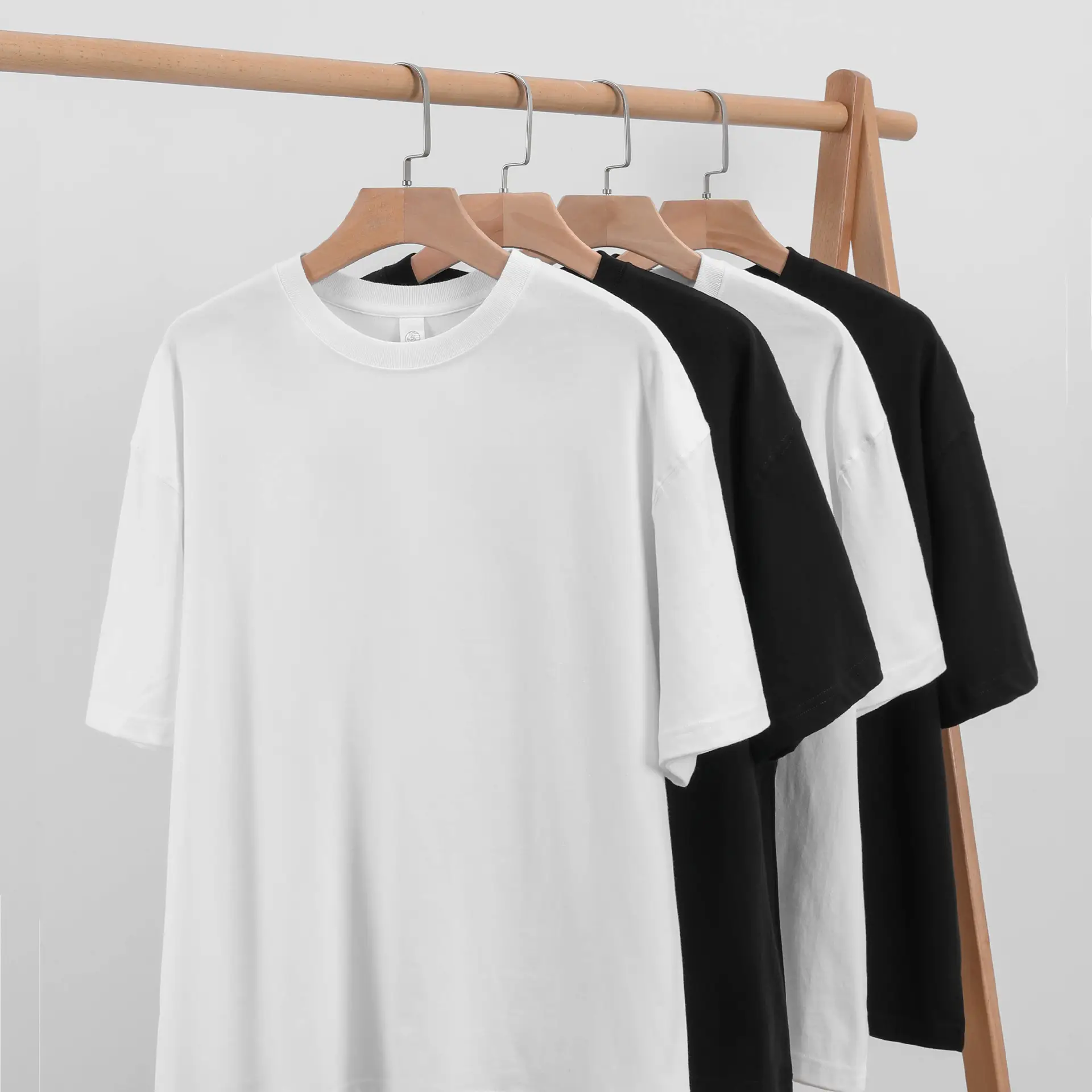 Men Women Oversized Cotton T-Shirt Black White Loose Solid - Image 5