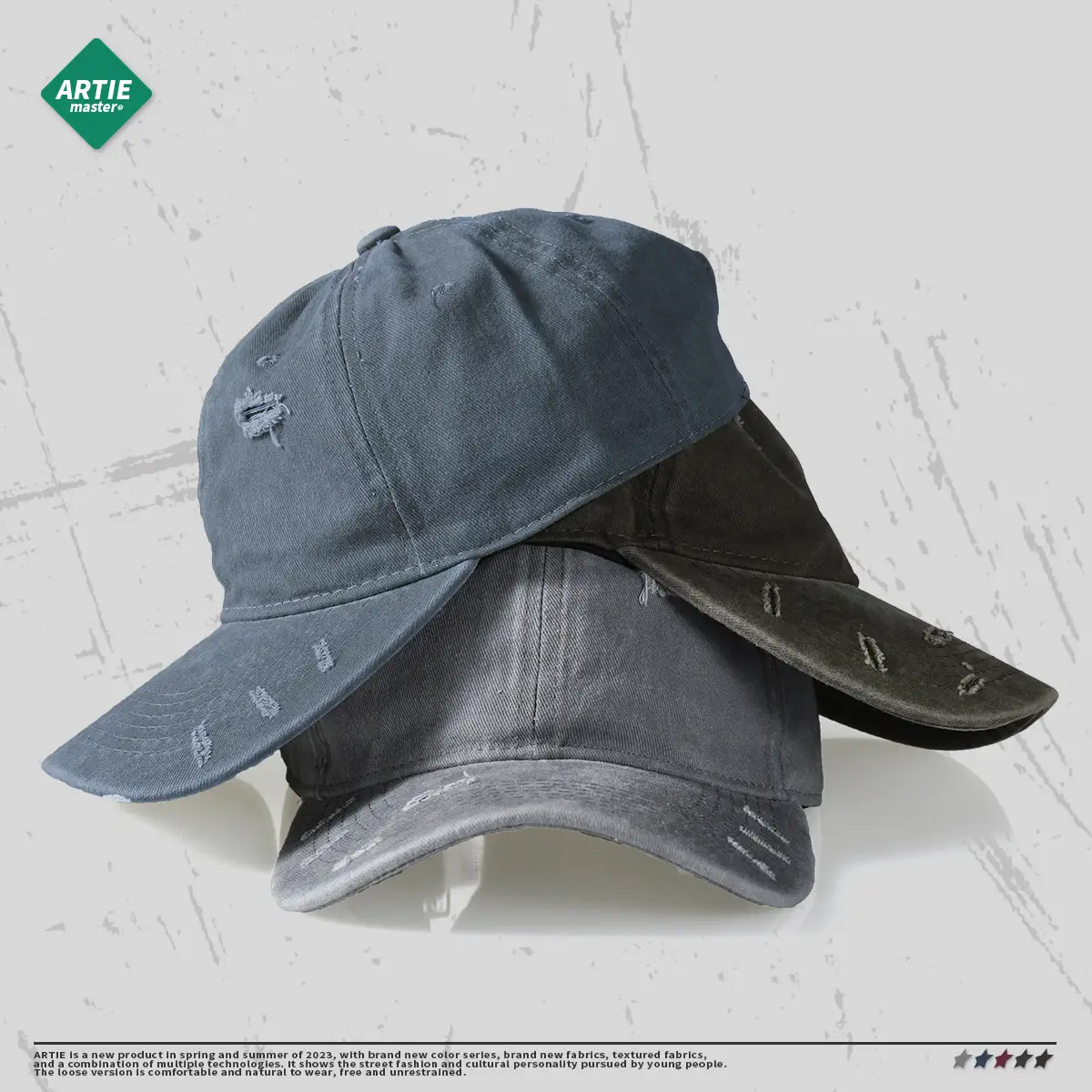 Artie Men's Washed Baseball Caps, Vintage Style, Distressed & Worn - Image 7