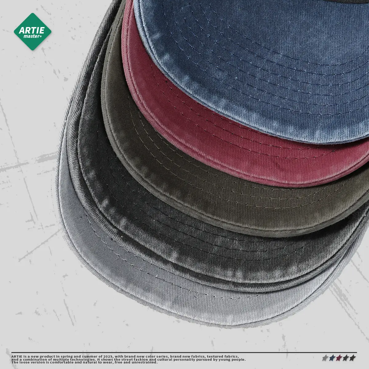 Artie Men's Washed Baseball Caps, Vintage Style, Distressed & Worn - Image 8
