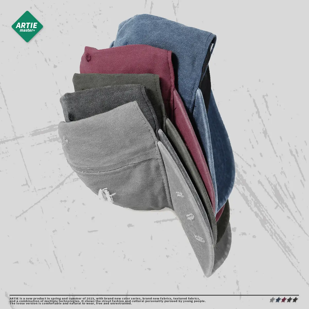 Artie Men's Washed Baseball Caps, Vintage Style, Distressed & Worn - Image 9