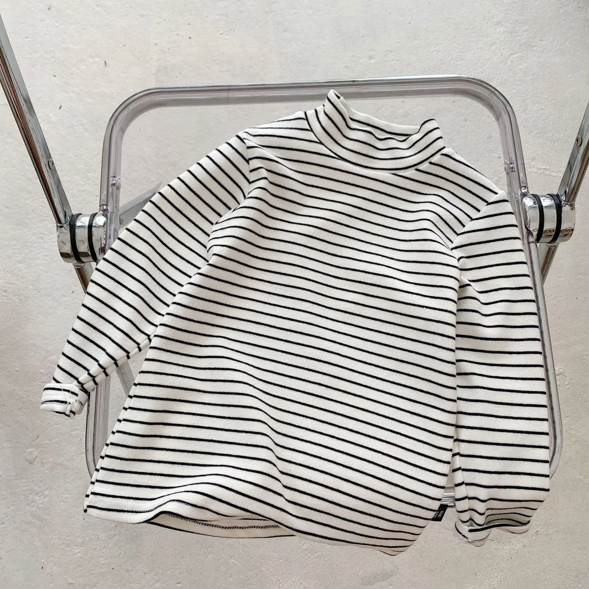 Children's Striped Pull-Up T-Shirt Pink Black White - Image 5