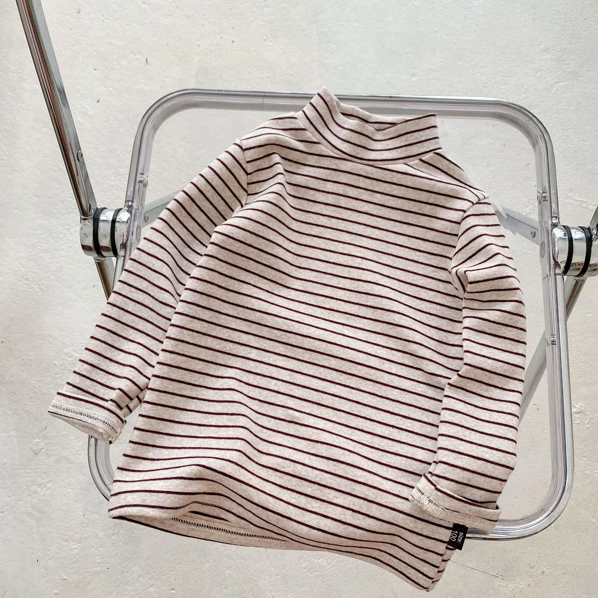 Children's Striped Pull-Up T-Shirt Pink Black White - Image 6