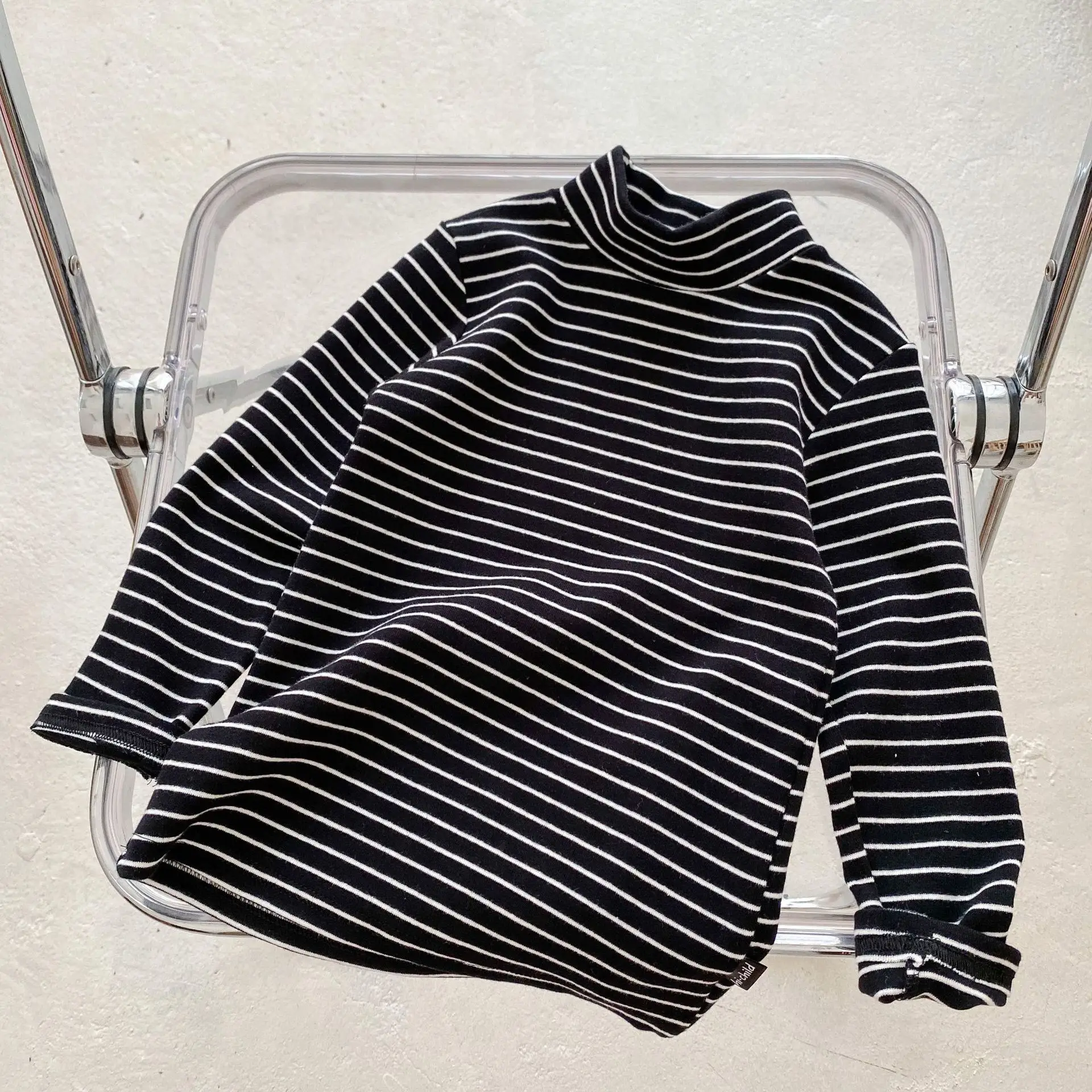 Children's Striped Pull-Up T-Shirt Pink Black White - Image 7