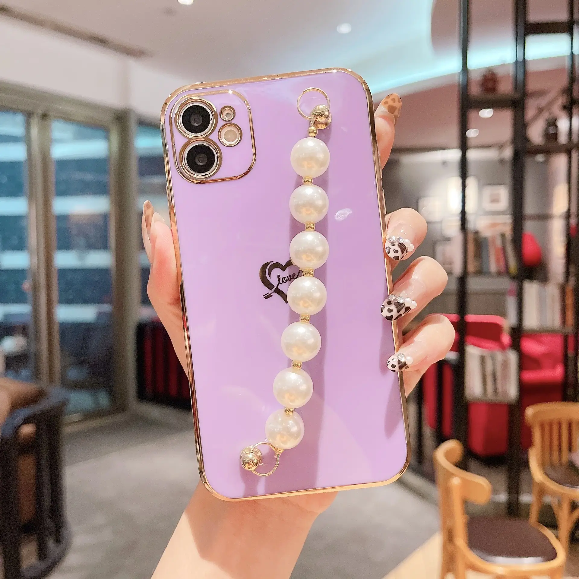 Apple iPhone 11/7 Plus Pearl Pearl Bracelet Case Orange