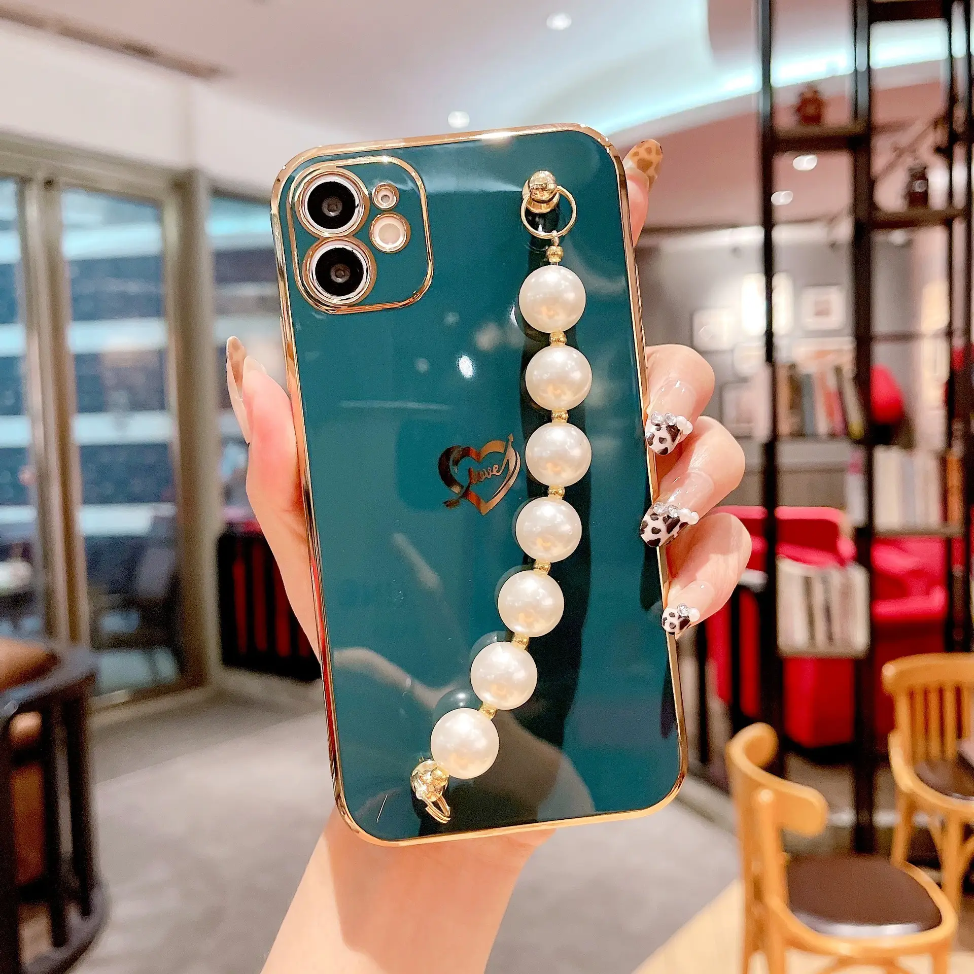 Apple iPhone 11/7 Plus Pearl Pearl Bracelet Case Orange