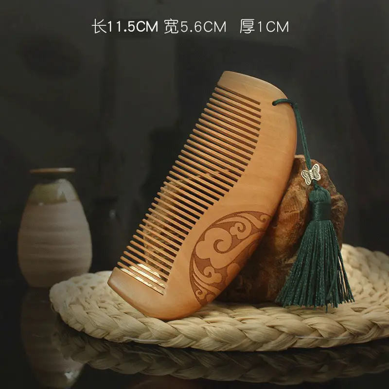 Peach Wood Hair Comb for Women Anti-Static Home Use - Image 3