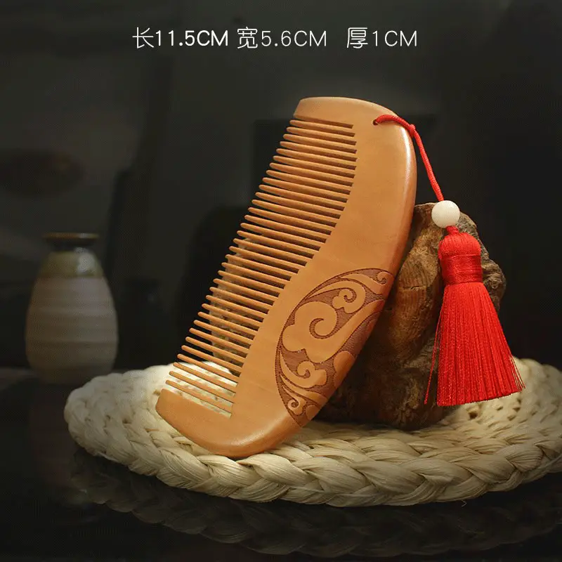 Peach Wood Hair Comb for Women Anti-Static Home Use - Image 4