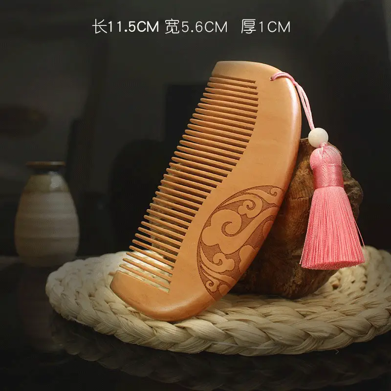 Peach Wood Hair Comb for Women Anti-Static Home Use - Image 5