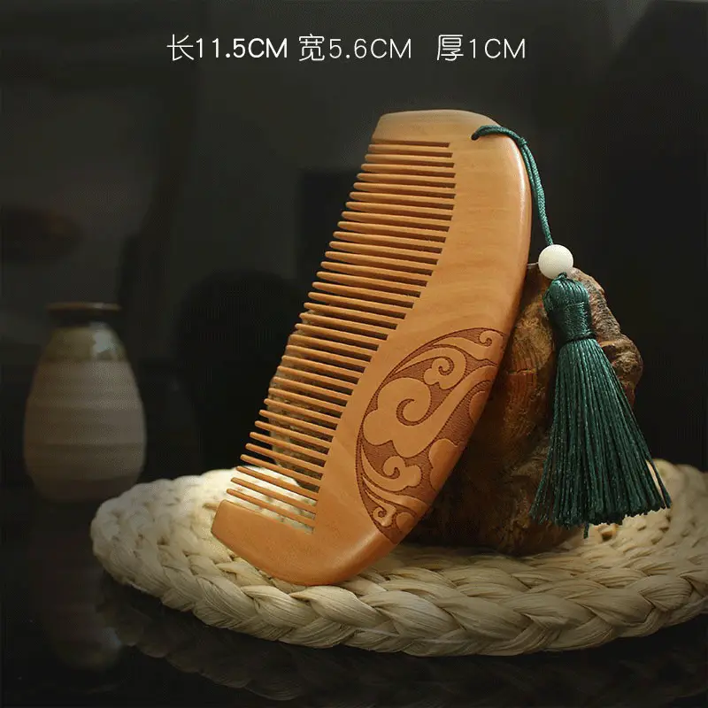 Peach Wood Hair Comb for Women Anti-Static Home Use - Image 6