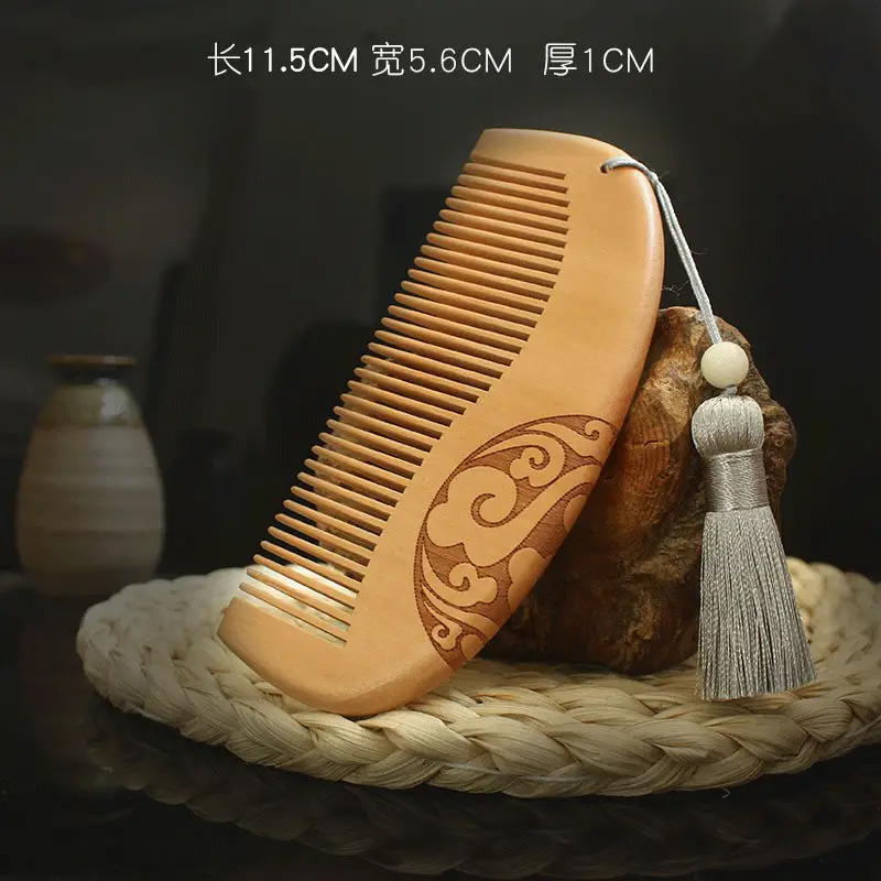 Peach Wood Hair Comb for Women Anti-Static Home Use - Image 7