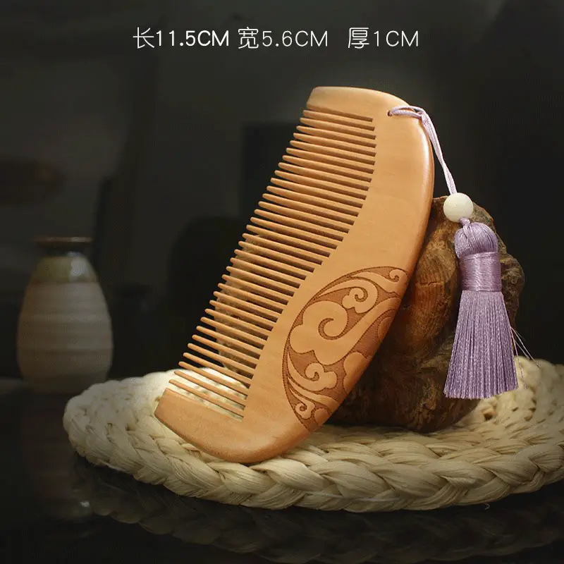 Peach Wood Hair Comb for Women Anti-Static Home Use - Image 8
