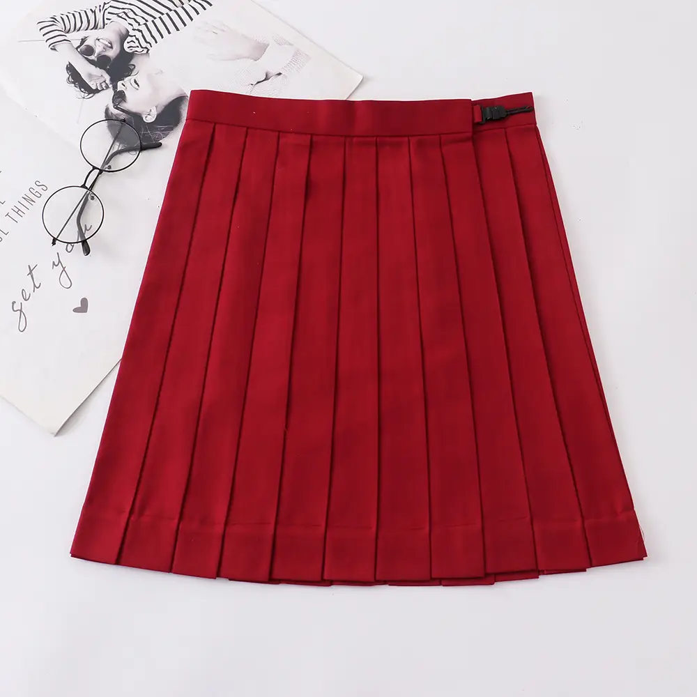 Red Pleated Orthodox JK Uniform Skirt 45cm
