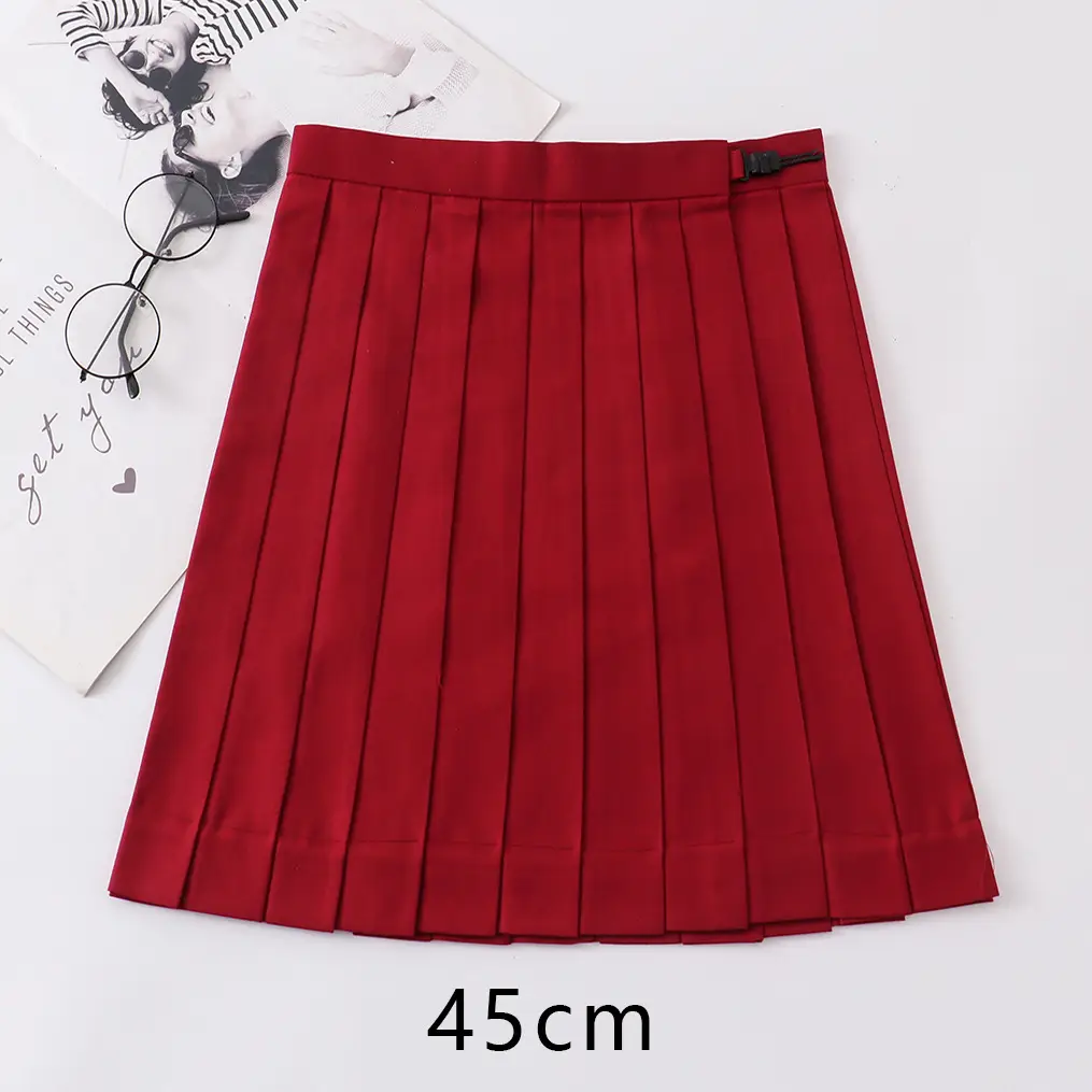 Red Pleated Orthodox JK Uniform Skirt 45cm