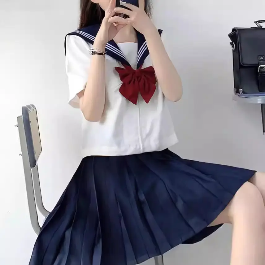 Japanese JK Uniform Skirt Basic White Sailor Suit - Image 24
