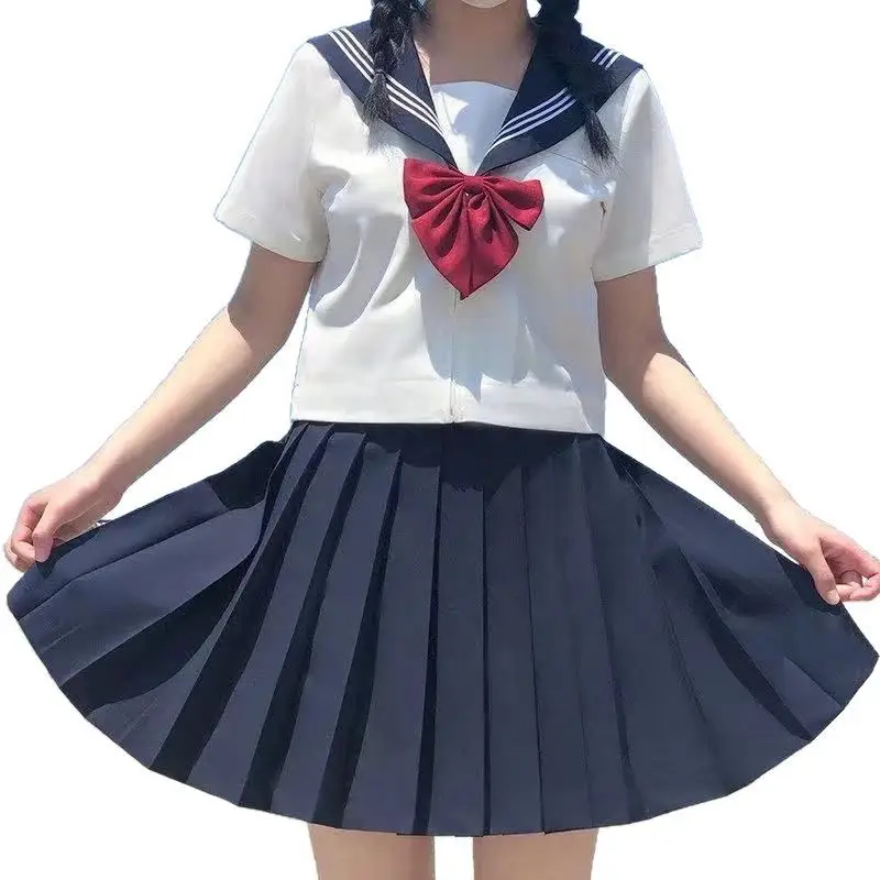Japanese JK Uniform Skirt Basic White Sailor Suit - Image 25