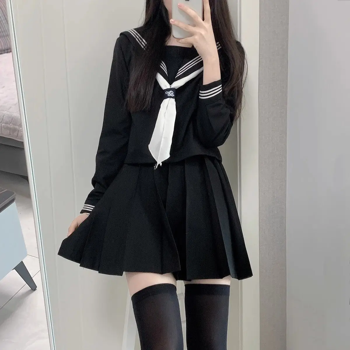 Japanese JK Uniform Skirt Basic White Sailor Suit - Image 12