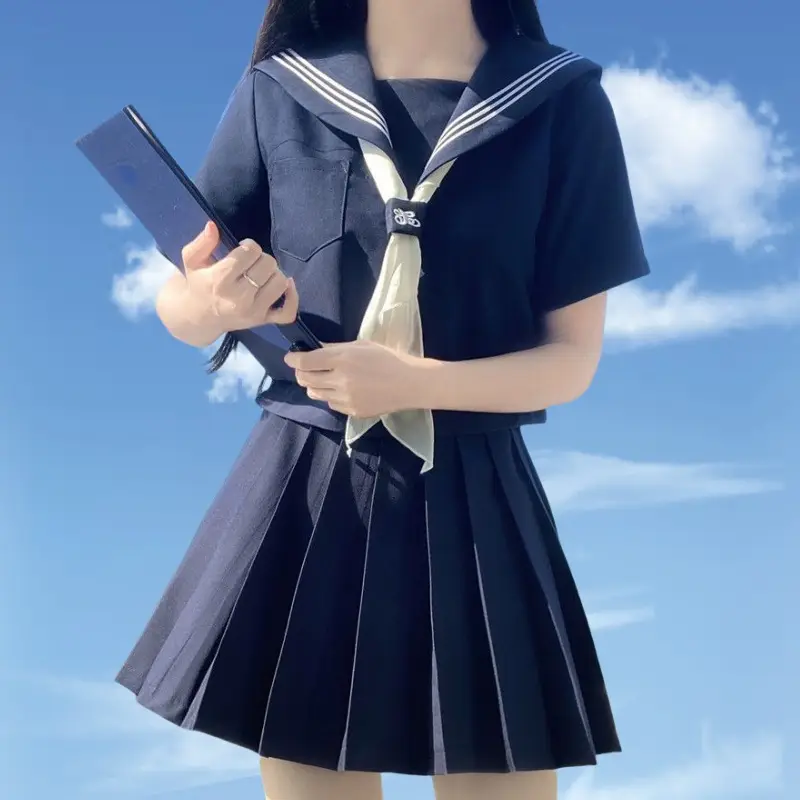 Japanese JK Uniform Skirt Basic White Sailor Suit - Image 9