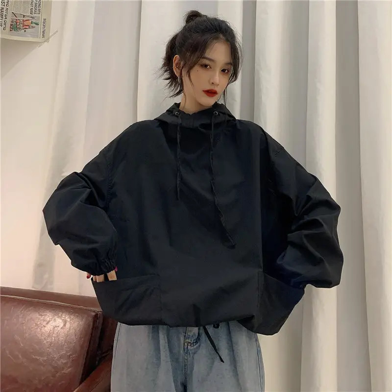 Women Korean Style Olive Green Hooded Sweatshirt Loose Fit — feature 16