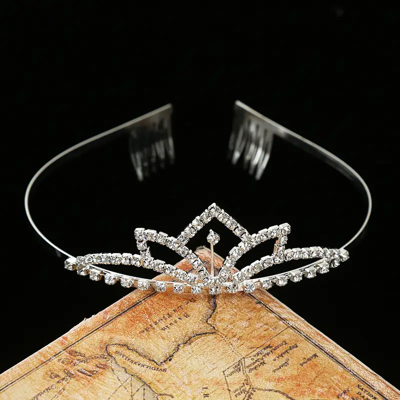 New Rhinestone 3D Crown Headband for Girls Dance Princess Birthday