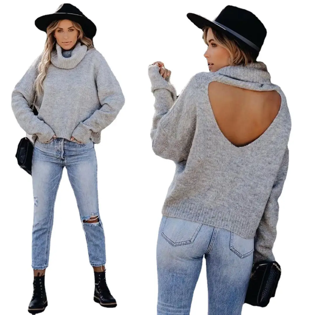 Pink Knit Turtleneck Sweater for Women Autumn Winter - Image 13
