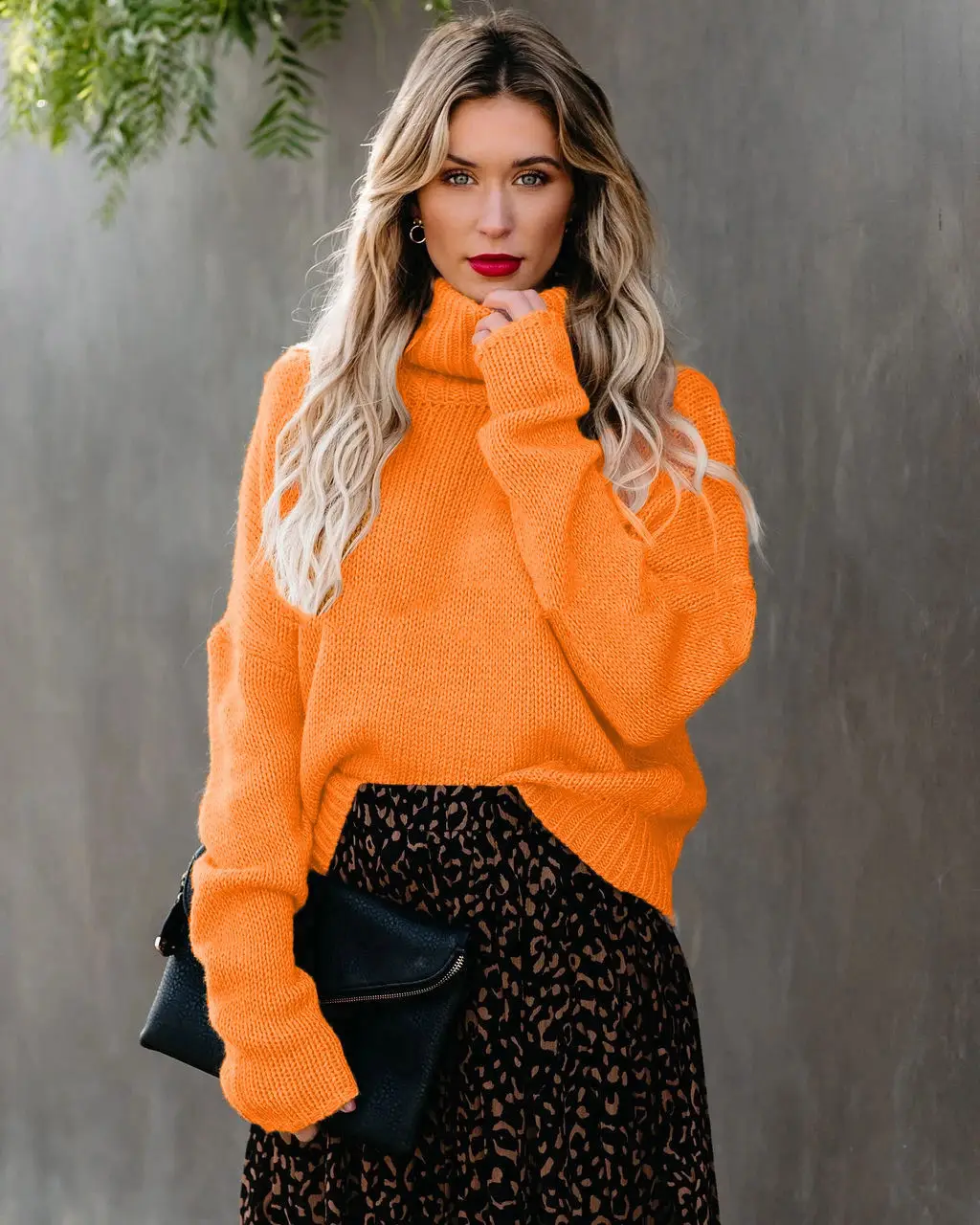 Pink Knit Turtleneck Sweater for Women Autumn Winter - Image 7