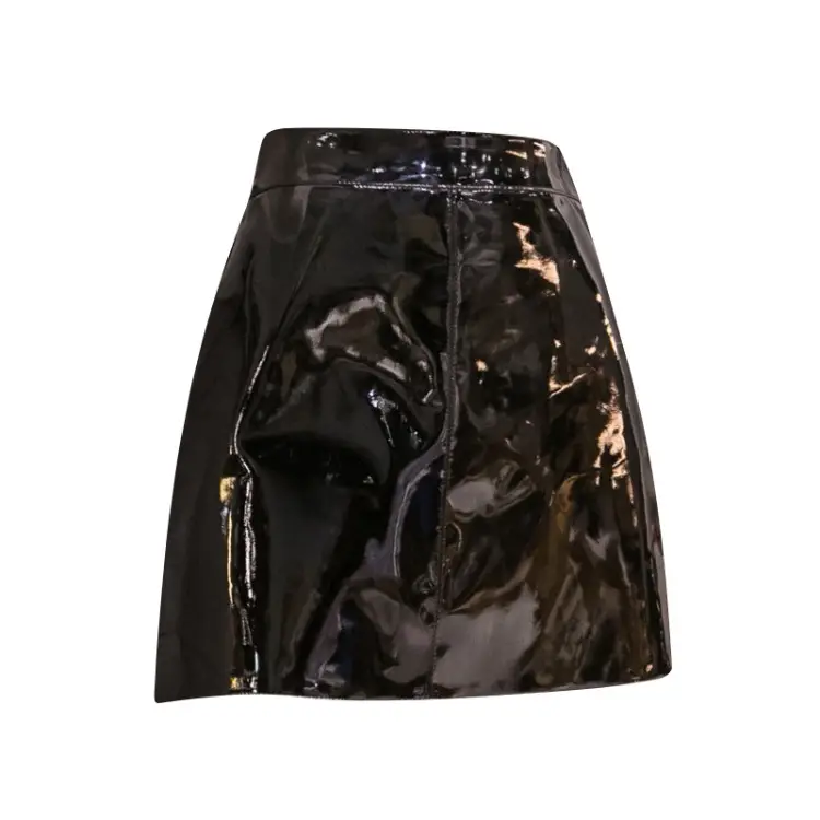 Women High Waist PU Leather Skirts Bright Colors