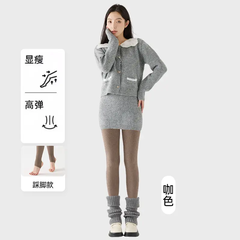 Women Fleece Lined Leggings Grey Winter Warm - Image 12