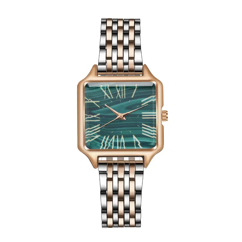 Women's Square Roman Dial Quartz Watch with Gold Belt - Image 2