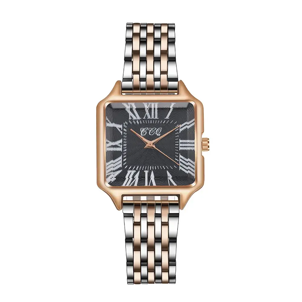 Women's Square Roman Dial Quartz Watch with Gold Belt - Image 3