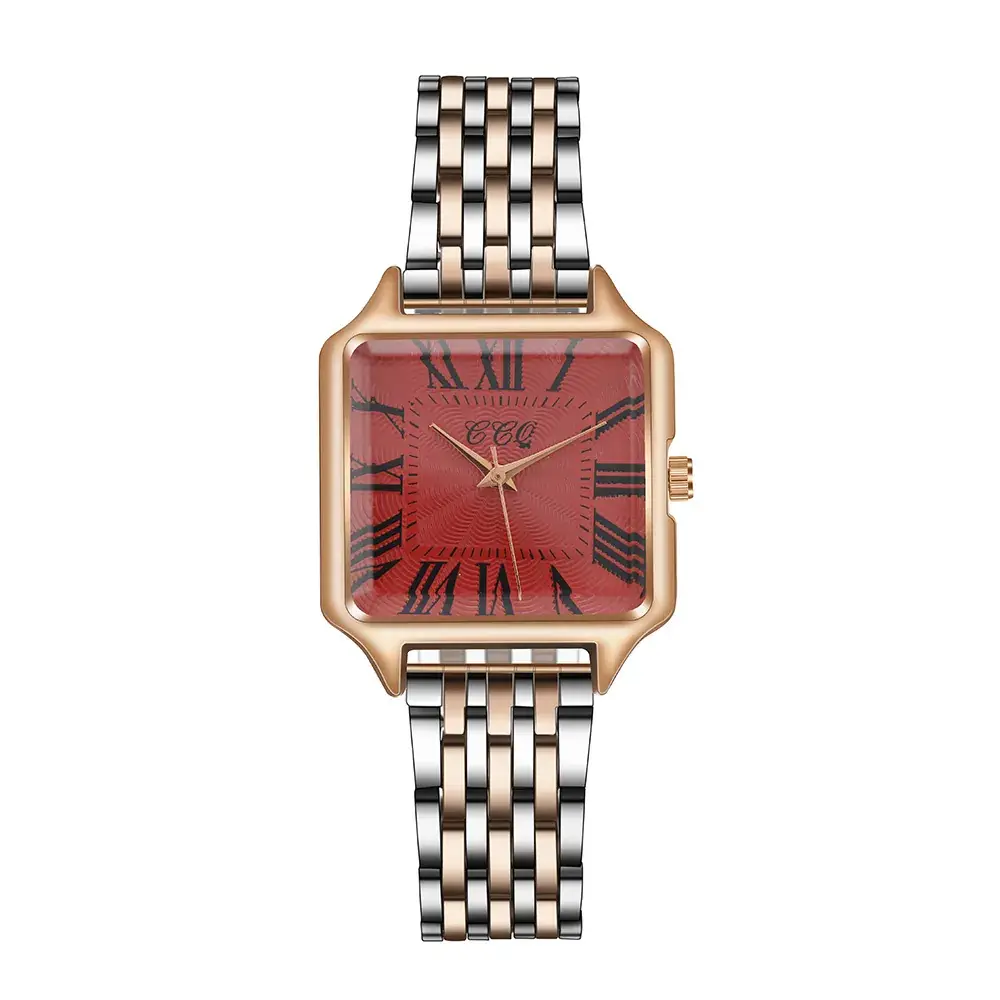 Women's Square Roman Dial Quartz Watch with Gold Belt - Image 5