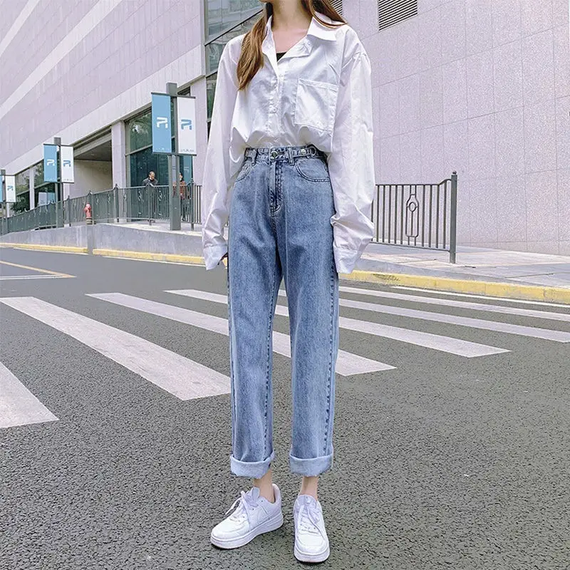 Waist Adjustable Jeans Women High Waist Cropped Pants - Image 2