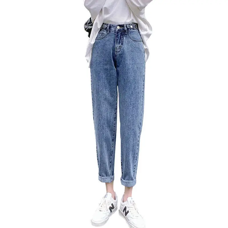 Waist Adjustable Jeans Women High Waist Cropped Pants - Image 6
