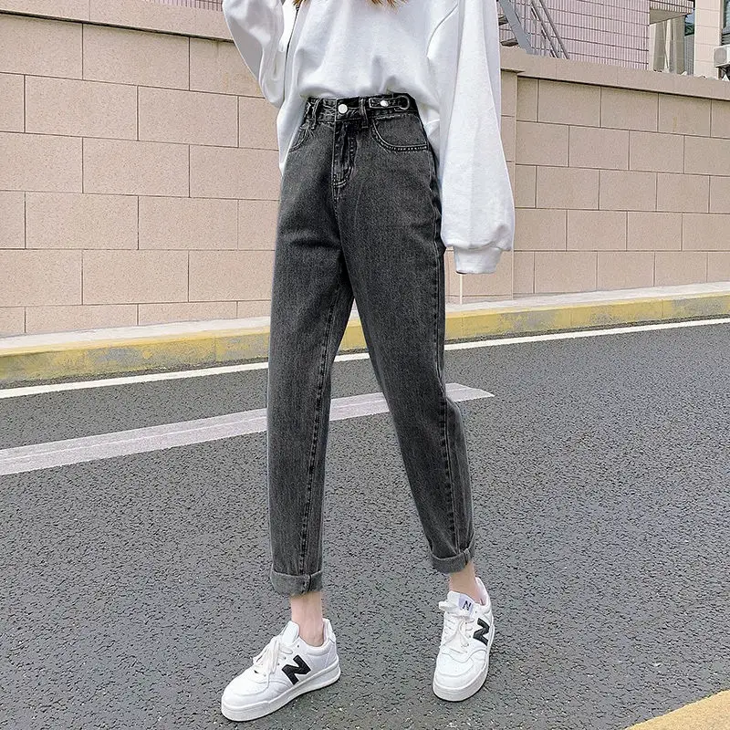 Waist Adjustable Jeans Women High Waist Cropped Pants - Image 3
