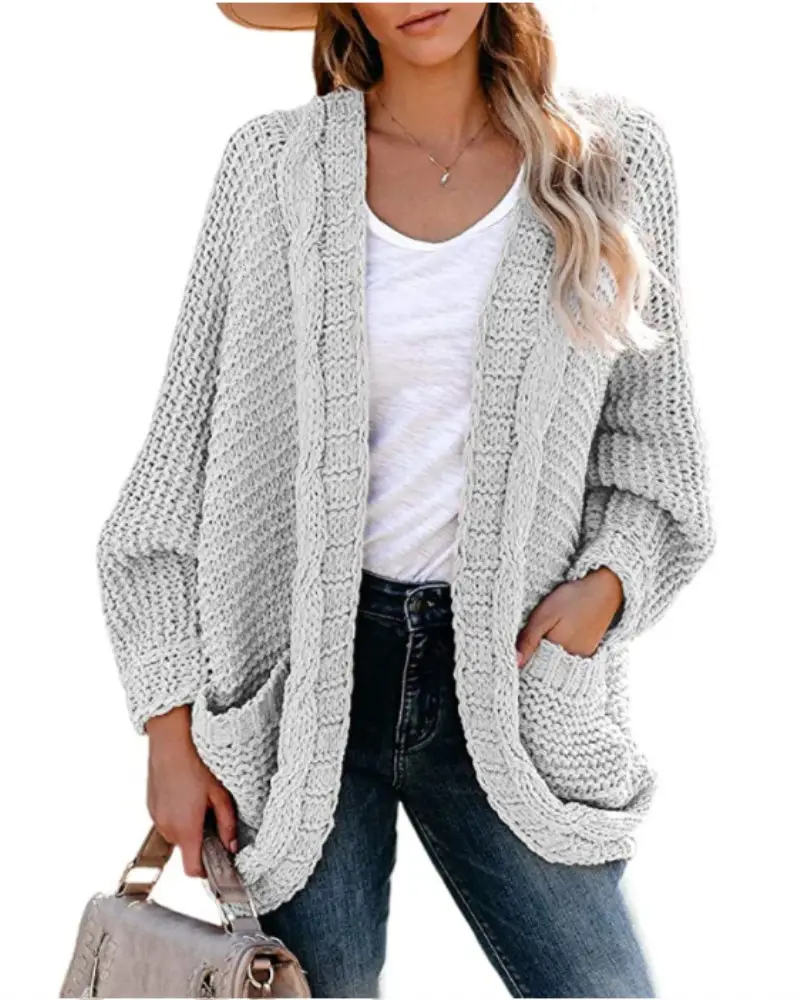 Women Knitted Cardigan Large Button Rope Outwear - Image 13