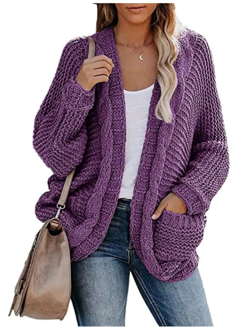 Women Knitted Cardigan Large Button Rope Outwear - Image 3
