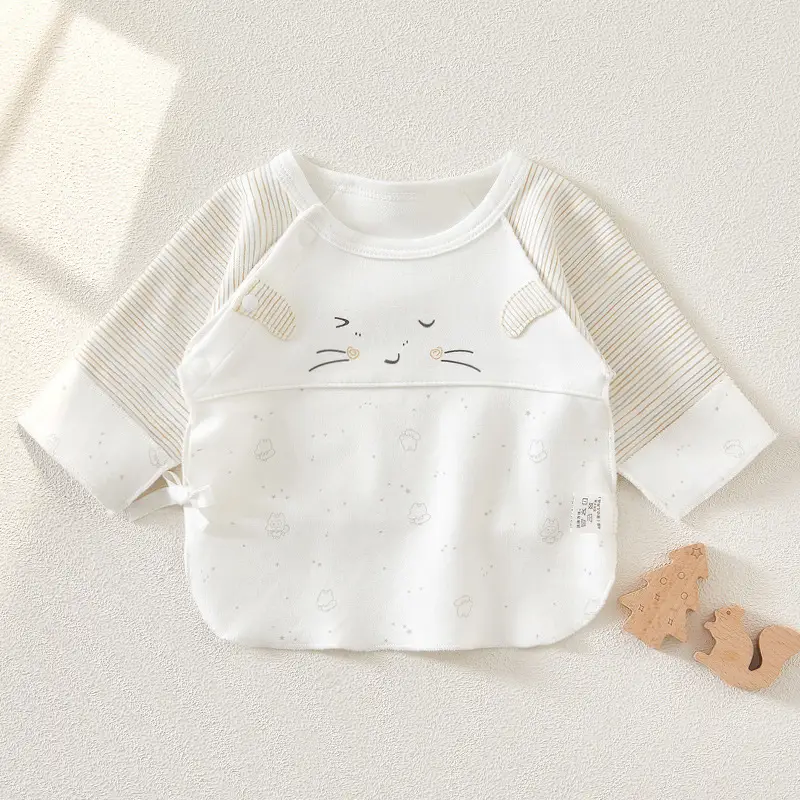 White Cat Print Newborn Baby Top Class A - Image 4