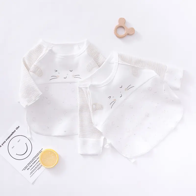 White Cat Print Newborn Baby Top Class A - Image 5