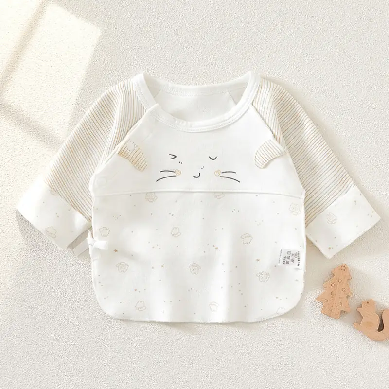 White Cat Print Newborn Baby Top Class A - Image 2