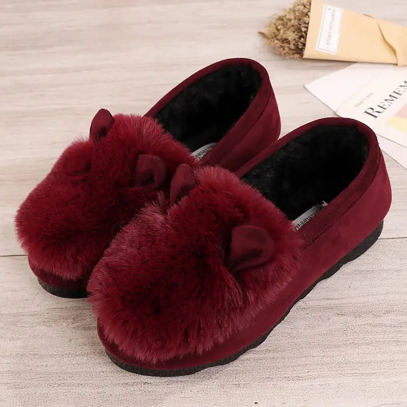 Autumn and Winter New Korean Style Fashion Rabbit Ear Fur Shoes Thick-soled Fleece-lined Warm Shoes Trendy Women's Cotton Shoes Ladyshoes for Women - Image 4