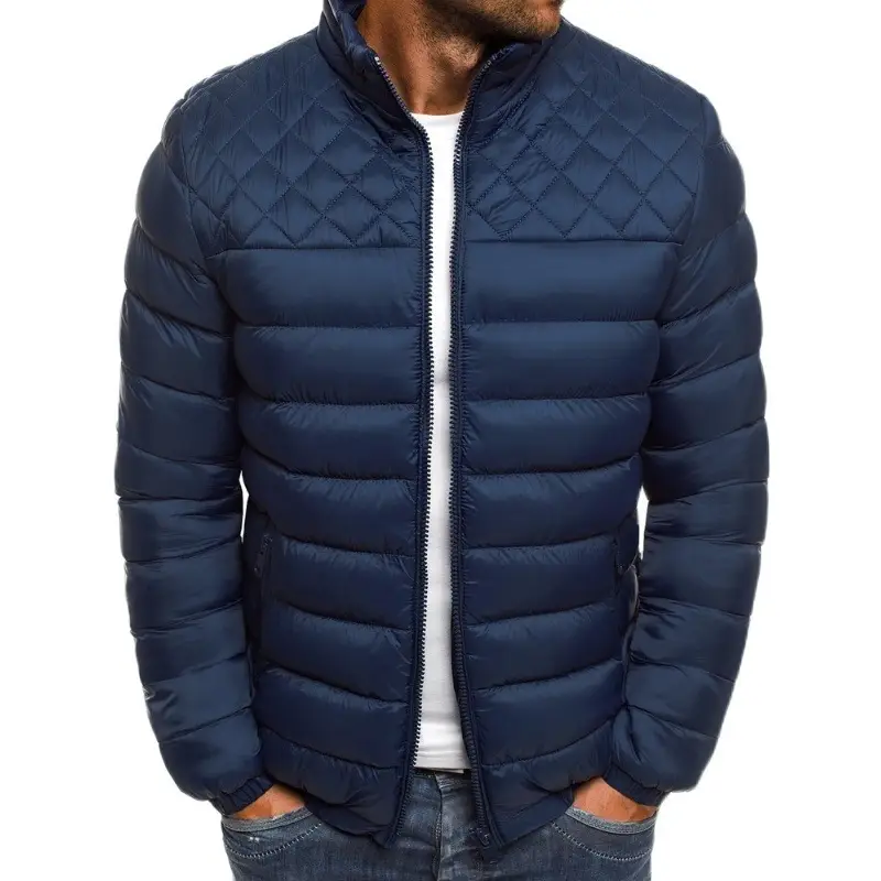 Men's Black Quilted Padded Jacket Large Winter Casual - Image 9