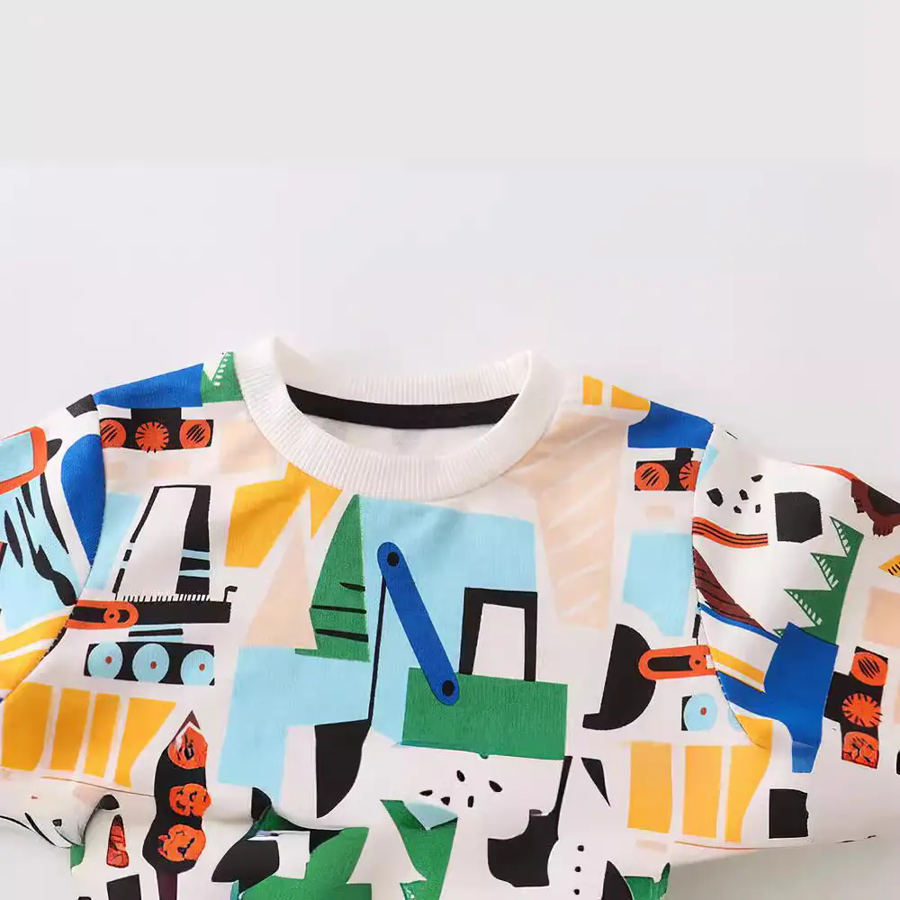 Children's Cartoon Cotton Round Neck Sweater T-Size