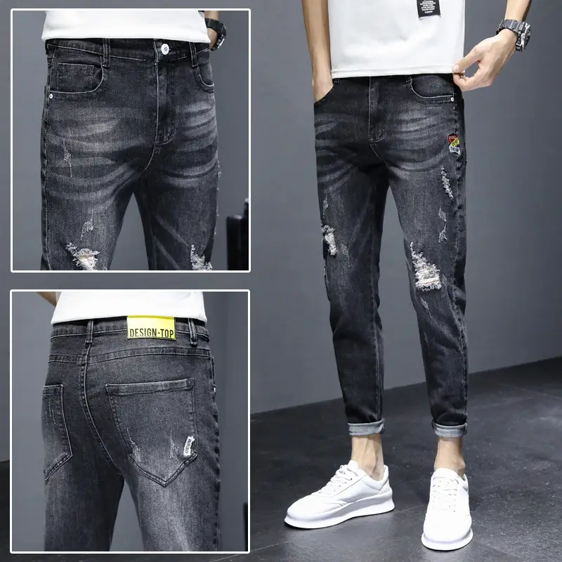 Men Slim-fit Ripped Jeans Spring Autumn Casual Leg Pants - Image 20
