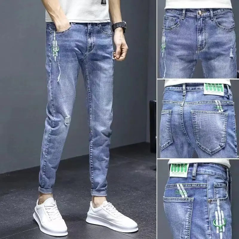 Men Slim-fit Ripped Jeans Spring Autumn Casual Leg Pants - Image 10